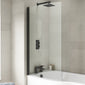 1700 P-Shaped Bath with Black Bath Screen and Front Panel