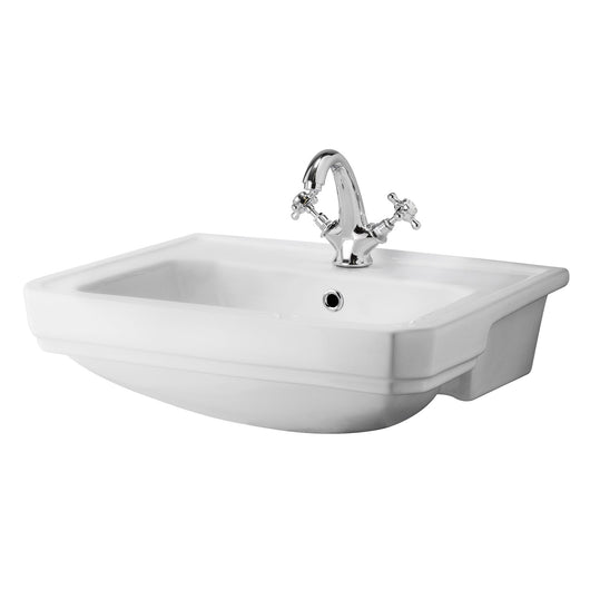  Hudson Reed 560mm Semi Recessed Basin (1 Tap Hole) - White