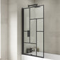 Owen & Oakes Visari 1700 x 750 Shower Bath with Black Abstract Square Bath Screen