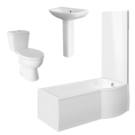  Alpha Complete P-Shape Bathroom Suite - 1700 available with Various Options - welovecouk