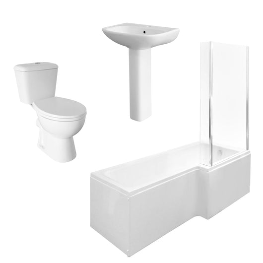 Alpha Complete LShape Bathroom Suite 1500 available with Various