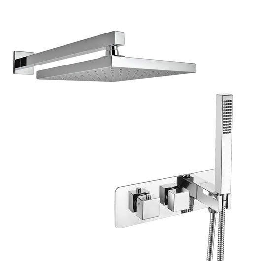  ShowerWorX Triple Square Thermostatic Concealed Valve with Square Shower Head
