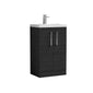 Nuie Arno Compact 500mm Floor Standing 2-Door Vanity & Ceramic Basin - Hacienda Black