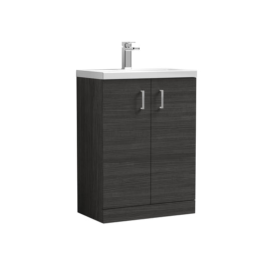  Nuie Arno 600mm Floor Standing 2-Door Vanity & Polymarble Basin - Hacienda Black