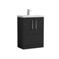 Nuie Arno Compact 600mm Floor Standing 2-Door Vanity & Ceramic Basin - Charcoal Black
