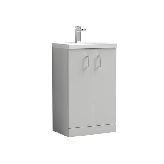  Nuie Arno 500mm Floor Standing 2-Door Vanity & Ceramic Basin - Gloss Grey Mist - PAL103