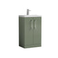 Nuie Arno Compact 500mm Floor Standing 2-Door Vanity & Polymarble Basin - Satin Green - PAL118