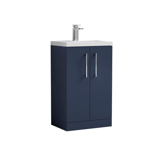  Nuie Arno Compact 500mm Floor Standing 2 Door Vanity & Ceramic Basin - Electric Blue