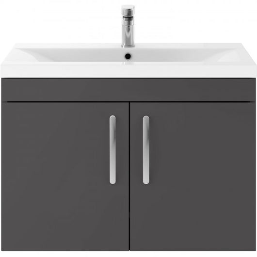  Mantello 800 Wall Hung 2-Door Basin Vanity Unit - Gloss Grey