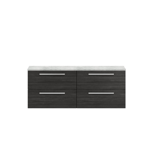 Hudson Reed Quartet 1440mm Double Cabinet & Grey Worktop - Charcoal Black