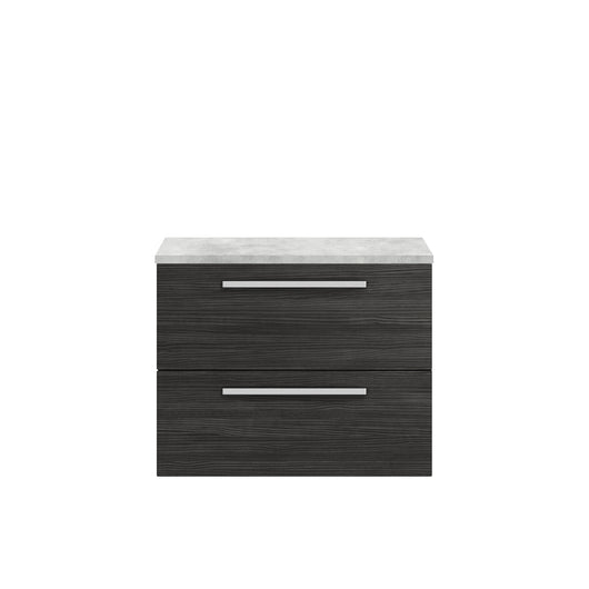  Hudson Reed Quartet 720mm Cabinet & Grey Worktop - Charcoal Black