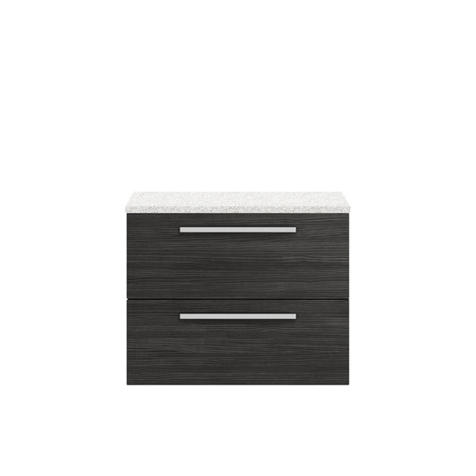  Hudson Reed Quartet 720mm Cabinet & Sparkling White Worktop - Charcoal Black
