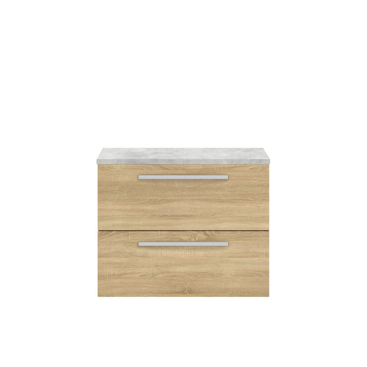  Hudson Reed Quartet 720mm Cabinet & Grey Worktop - Natural Oak