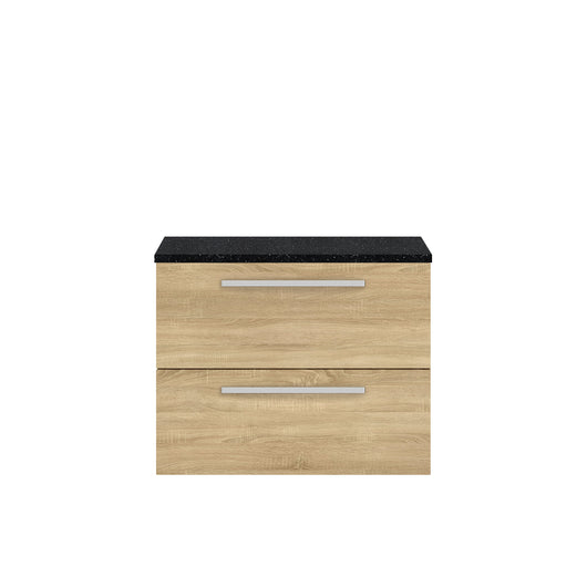  Hudson Reed Quartet 720mm Cabinet & Sparkling Black Worktop - Natural Oak