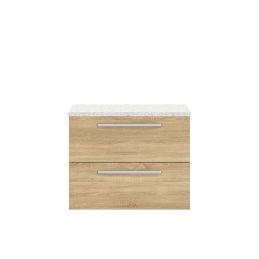  Hudson Reed Quartet 720mm Cabinet & Sparkling White Worktop - Natural Oak