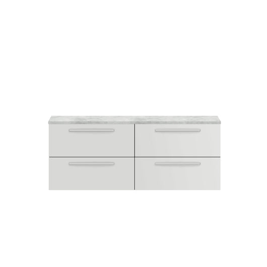  Hudson Reed Quartet 1440mm Double Cabinet & Grey Worktop - Gloss Grey Mist