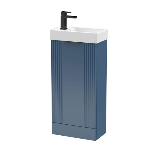  Nuie Deco Compact 400 Cloakroom Floor standing Vanity Unit - Satin Blue - welovecouk