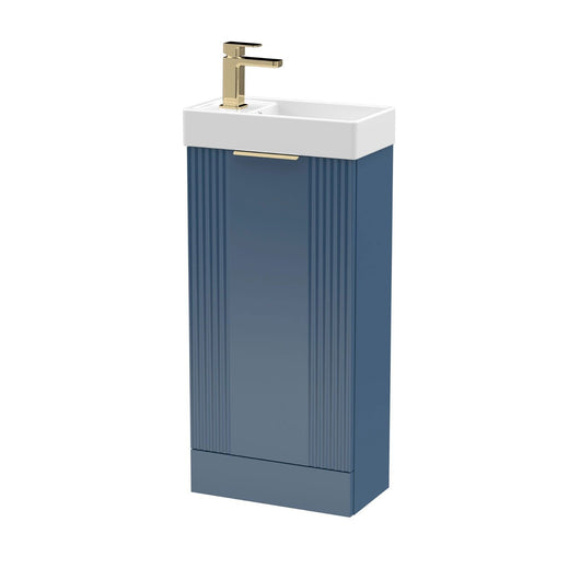  Nuie Deco Compact 400 Cloakroom Floor standing Vanity Unit - Satin Blue - welovecouk