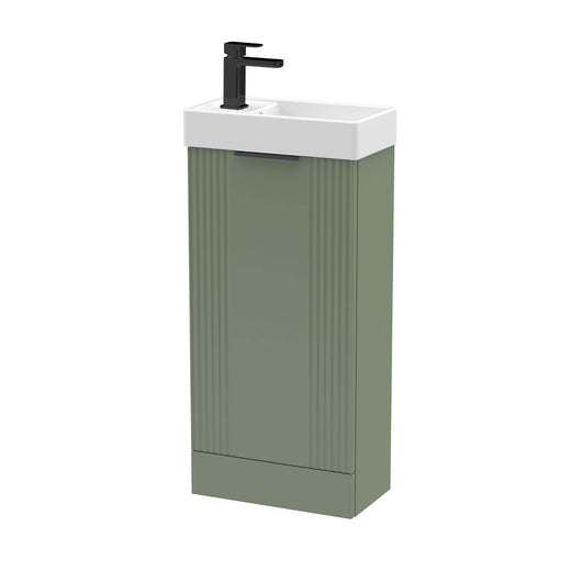  Nuie Deco Compact 400 Cloakroom Floor standing Vanity Unit - Satin Green - welovecouk