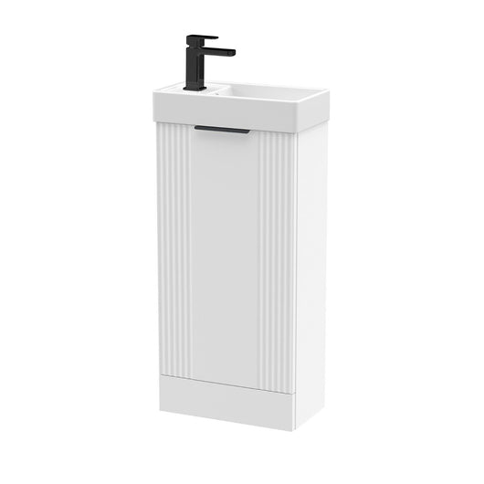  Nuie Deco Compact 400 Cloakroom Floor standing Vanity Unit - Satin White - welovecouk