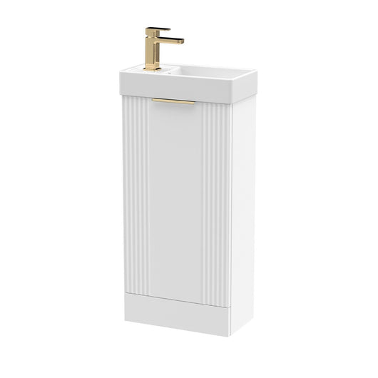  Nuie Deco Compact 400 Cloakroom Floor standing Vanity Unit - Satin White - welovecouk