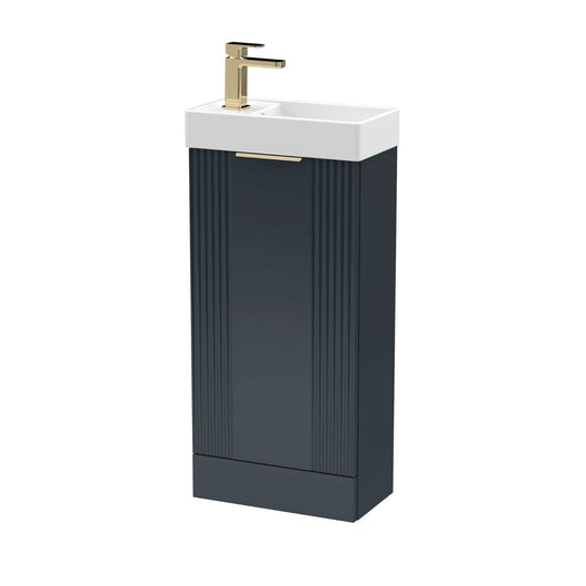  Nuie Deco Compact 400 Cloakroom Floor standing Vanity Unit - Satin Anthracite - welovecouk