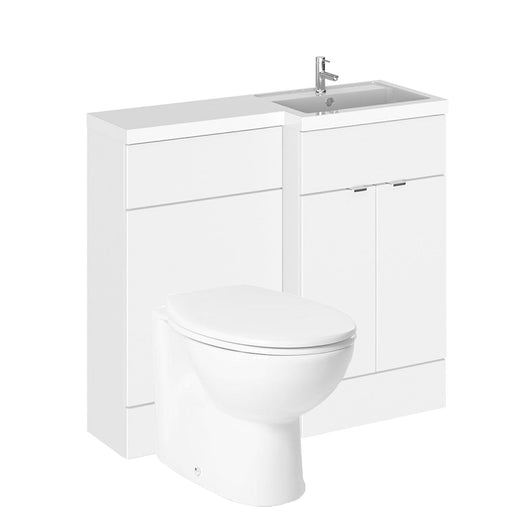  Siena 1000mm Vanity & WC Set with Round Pan - White - welovecouk