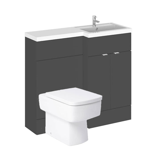  Siena 1000mm Vanity & WC Set with Square Pan - Gloss Grey - welovecouk