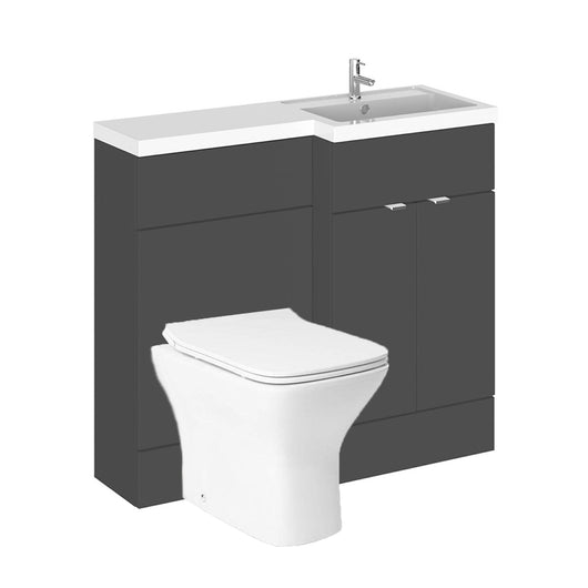  Siena 1000mm Vanity & WC Set with Piazza Pan - Gloss Grey - welovecouk