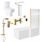Serene 1700 L-Shaped Brushed Brass Complete Shower Bathroom Suite
