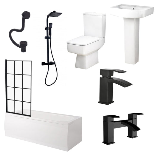  Serene Matt Black Complete Shower Bathroom Suite