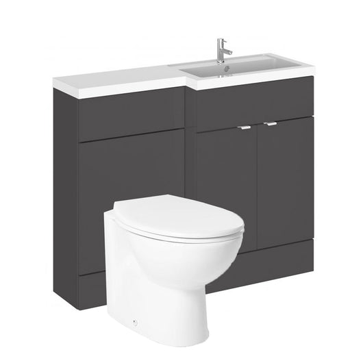  Siena 1100mm Vanity & WC Set with Round Pan - Gloss Grey - welovecouk
