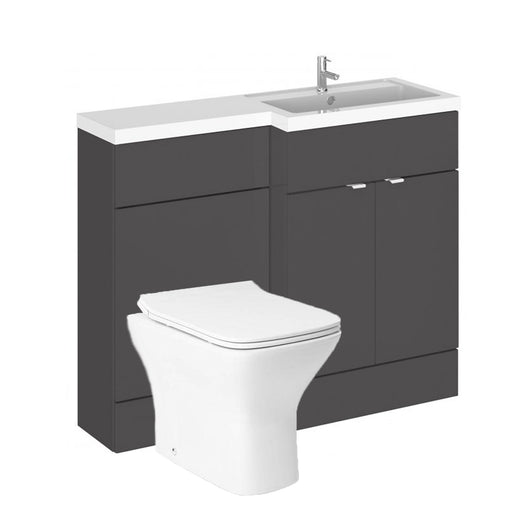  Siena 1100mm Vanity & WC Set with Piazza Pan - Gloss Grey - welovecouk