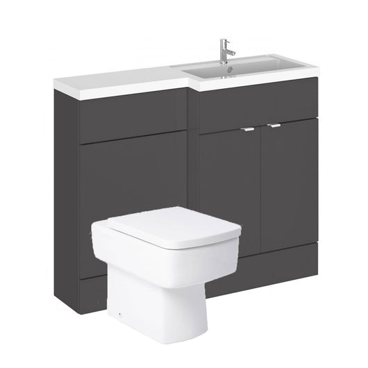  Siena 1100mm Vanity & WC Set with Square Pan - Gloss Grey - welovecouk
