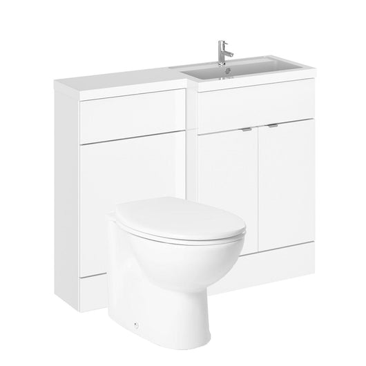  Siena 1100mm Vanity & WC Set with Round Pan - White - welovecouk