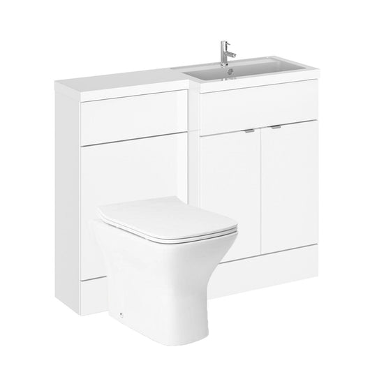  Siena 1100mm Vanity & WC Set with Piazza Pan - White - welovecouk