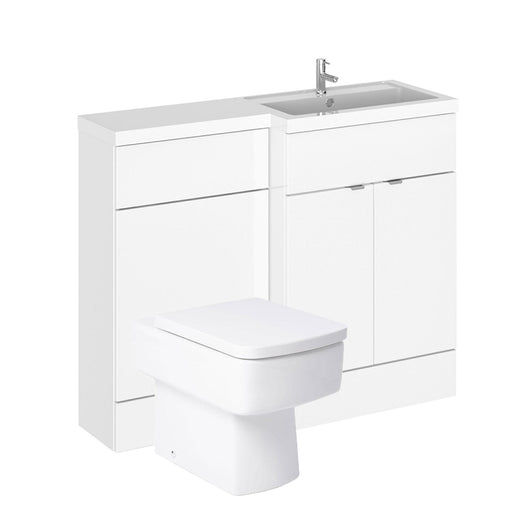  Siena 1000mm Vanity & WC Set with Square Pan - White - welovecouk