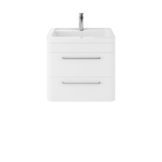  Hudson Reed Solar Wall Hung 600mm Cabinet & Ceramic Basin - Pure White