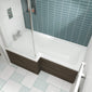 Nuie 1600mm Left Hand Square Shower Bath - White