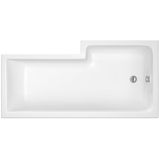  Nuie 1600mm Left Hand Square Shower Bath - White
