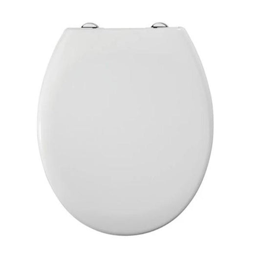  Carlton Nuie Heavyweight White Wooden Toilet Seat - Chrome Hinges