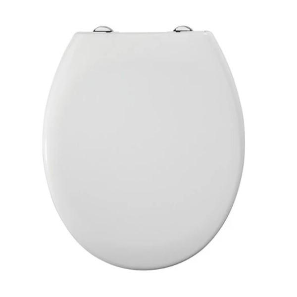 Carlton Nuie Heavyweight White Wooden Toilet Seat - Chrome Hinges ...