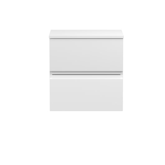  Hudson Reed Urban 500mm Wall Hung 2-Drawer Vanity Unit & Worktop - Satin White