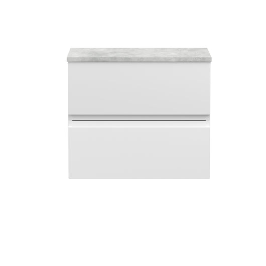  Hudson Reed Urban 600mm Wall Hung 2-Drawer Vanity Unit & Grey Worktop - Satin White
