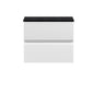 Hudson Reed Urban 600mm Wall Hung 2-Drawer Vanity Unit & Sparkling Black Worktop - Satin White