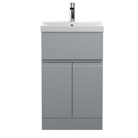  Hudson Reed Urban 500mm Floor Standing 2-Door/Drawer Vanity Unit & Basin 3 - Satin Grey