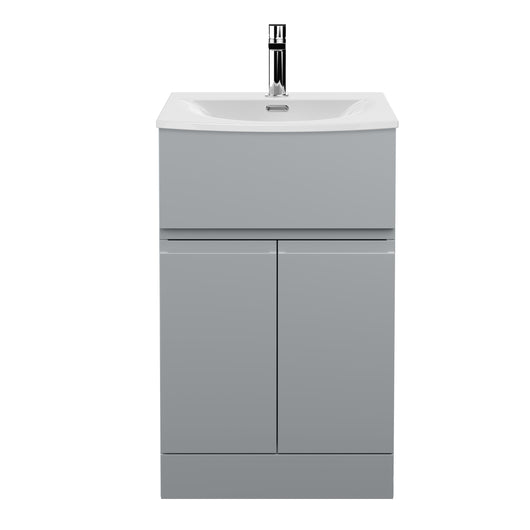  Hudson Reed Urban 500mm Floor Standing 2-Door/Drawer Vanity Unit & Basin 4 - Satin Grey