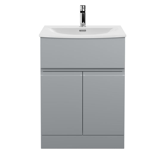  Hudson Reed Urban 600mm Floor Standing 2-Door/Drawer Vanity Unit & Basin 4 - Satin Grey