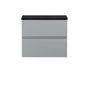 Hudson Reed Urban 600mm Wall Hung 2-Drawer Vanity Unit & Sparkling Black Worktop - Satin Grey