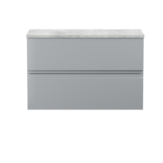  Hudson Reed Urban 800mm Wall Hung 2-Drawer Vanity Unit & Grey Worktop - Satin Grey